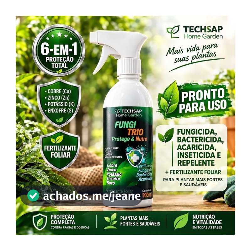 Fungicida Spray Pronto para Uso Bactericida Acaricida Repelente Inseticida e Fertilizante Plantas Jardins Hortas 500mL