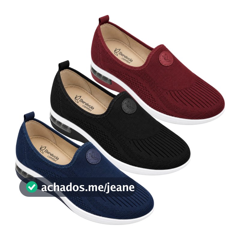 Tênis Feminino Ortopédico Ultra Conforto Benévola Knit Slip On Calce Fácil Esporão Fascite Plantar
