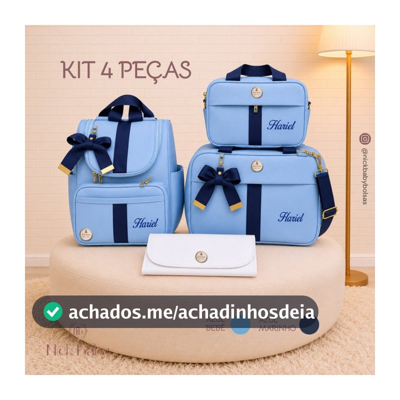 Kit Mala Maternidade Com 4 Peças. Bolsas de Bebê personalizada. Nick Baby Bolsas