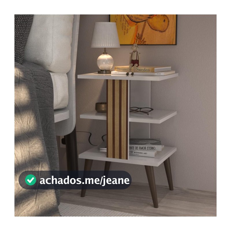 Mesa de Cabeceira Retro Com Ripado 3D e Prateleira Mesa de Quarto Lateral Moderna Pop