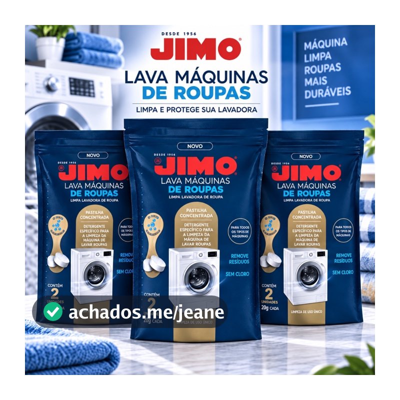 Jimo Lava Máquina de Lavar Roupa Pastilha 20g - Kit C/ 2, 4, 6 e 8 Un - Remove Odor Sem Cloro