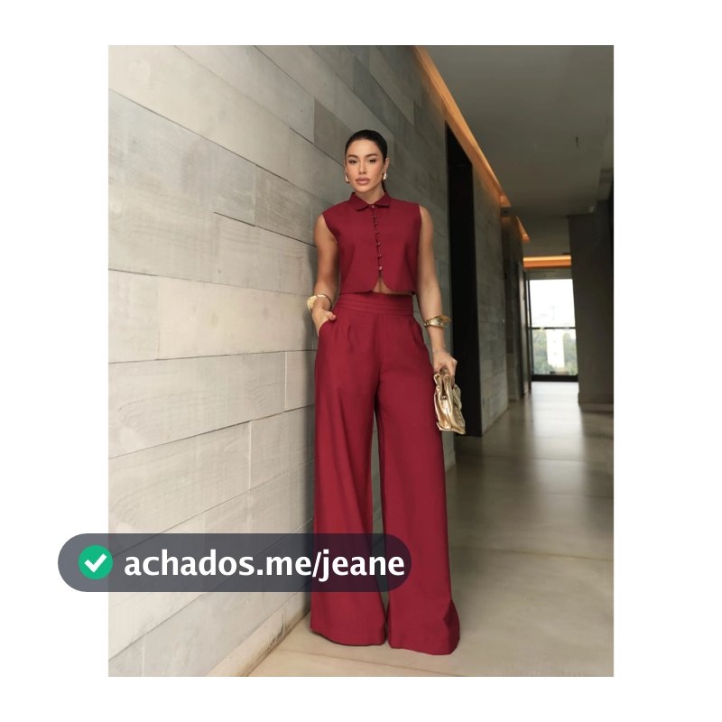 YAN FASHION Conjunto Alfaiataria Feminina Colete Sem Manga e Calça  Pantalona Elegante