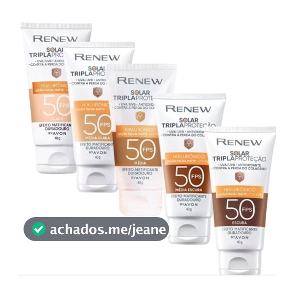 Protetor Solar Renew Com Cor FPS 50 Avon 40g Efeito Matificante