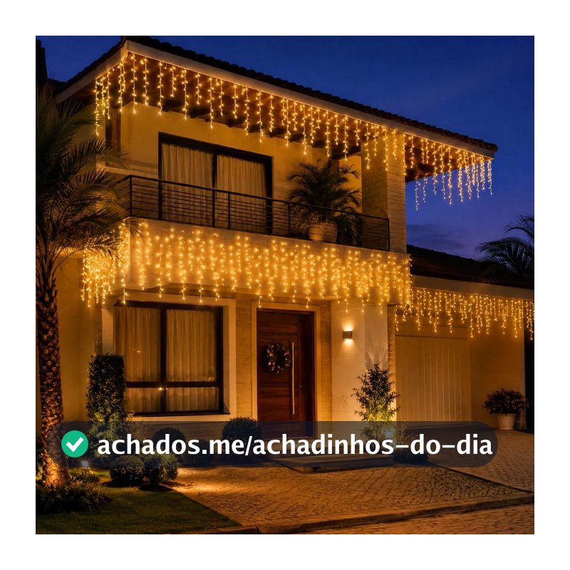 Cascata 400 Led's 10 Metros Fixo ou 8 Funções 110v/220v Decoração Interna ou Externa