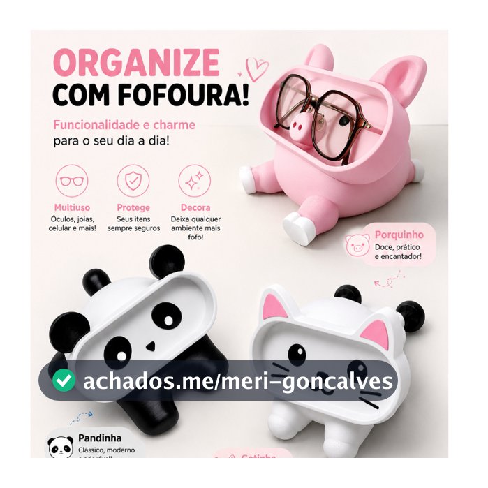 Organizador de Mesa Bichinhos Porta Óculos Celular Decorativo Suporte Celular Porquinho Gatinho Pandinha