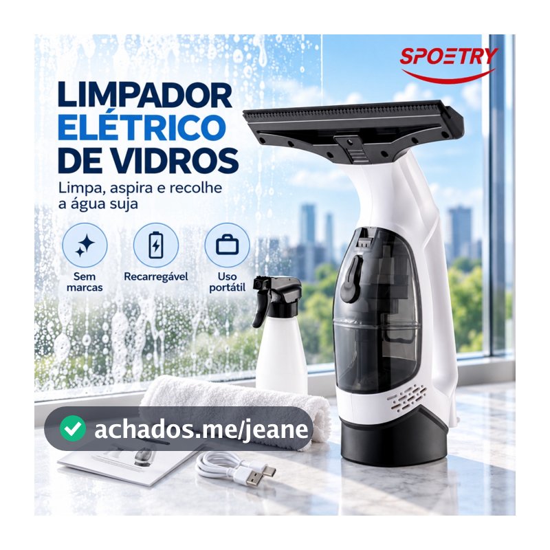 Limpador De Vidro Elétrico Purificador De Janela Portátil Recarregável E Altamente Eficiente