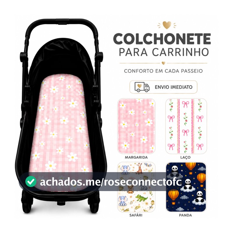 Colchão para Carrinho Moises Colchonete com Fronha Menina Menino Neutro carrinho de bebê