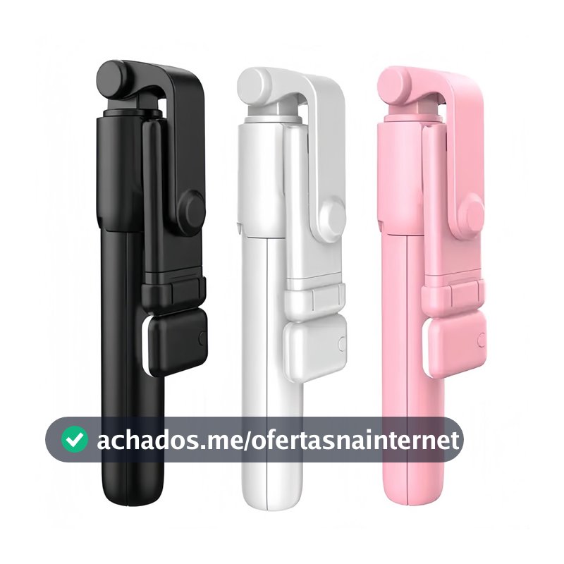 Bastão de Selfie Tripé 2 em 1 com Controle Remoto e Luz LED para Fotos e Vídeos