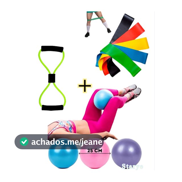 Bola 25 cm Suiça Pilates Pequena +Cross Tube  + Kit Mini Band Fisioterapia Overball Thera Yoga -STARYE