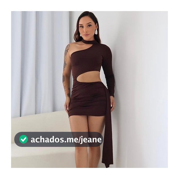 Vestido Curto Feminino Manga Única com Bojo e Recorte na Cintura Drapeado