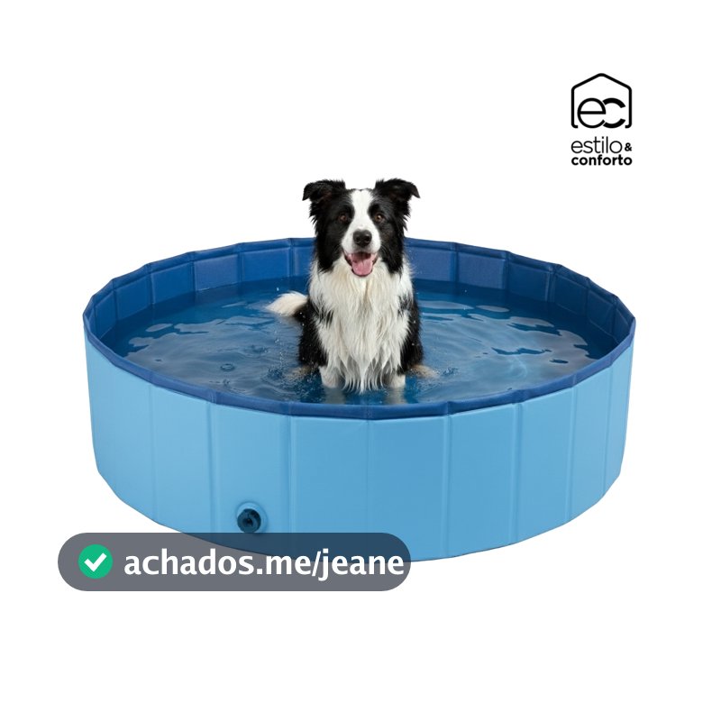Piscina para Cachorro Pet 1,20m x 30cm 340 Litros Dobrável Não Precisa Inflar Ralo Grande Meu Pet