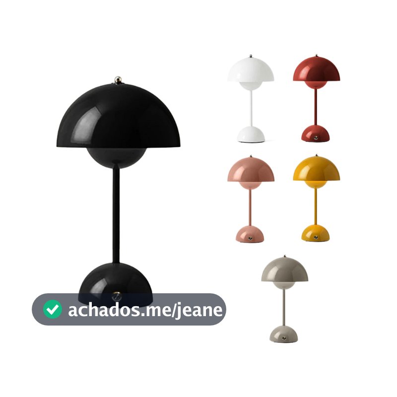 Abajur Luminária De Mesa Cogumelo USB Recarregável LED Touch Quarto Sala