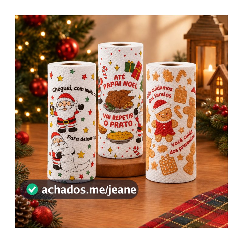 Papel Toalha Decorado de Natal - 8,5m - 1 | 2 | 3 | 4 unidades - Decorativo | Mesa Posta | Para Cozinha