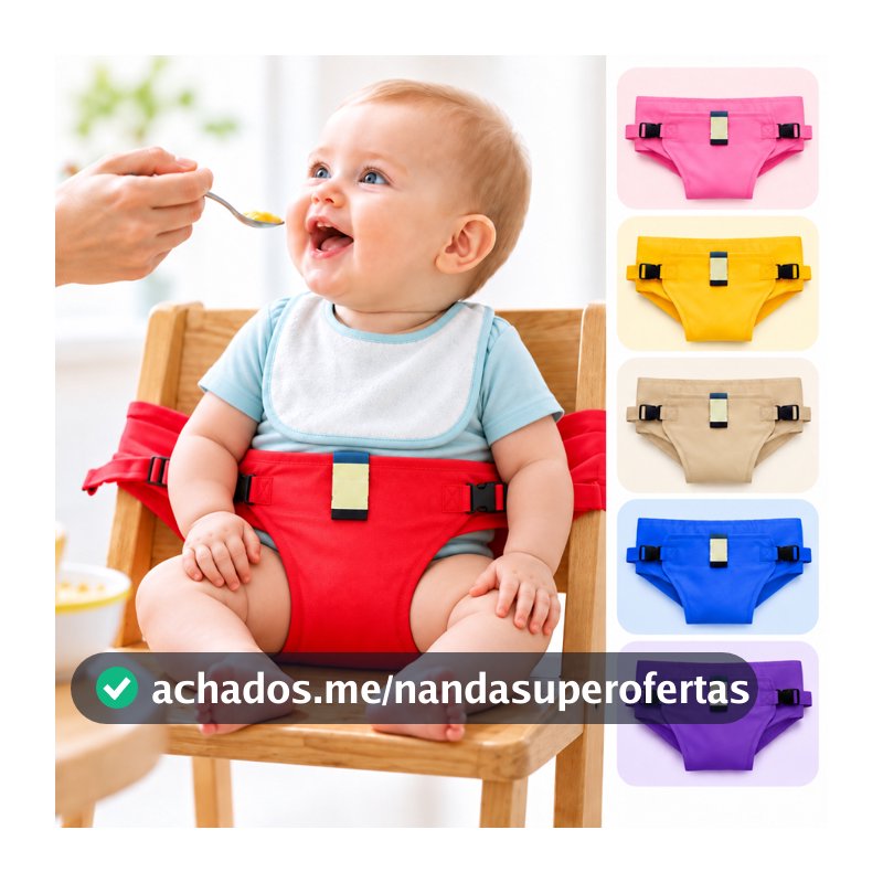 Cinto Cadeira Alimentação Bebê Assento Portátil de Tecido Ajustável para Cadeira e Colo