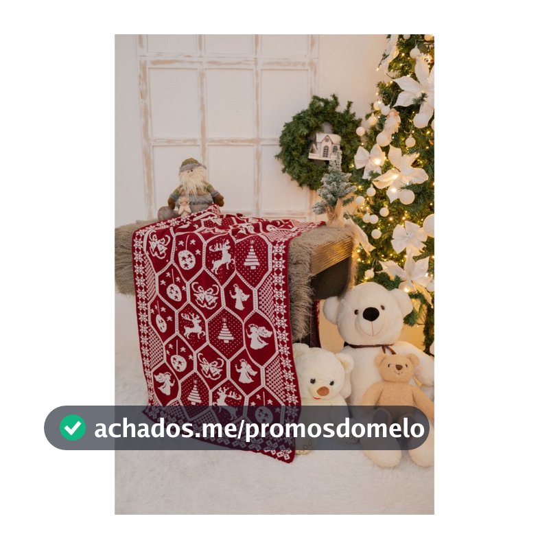 Manta Xale de Natal Tricot Sofá Decorativa Natalina Vermelho Verde Dourado