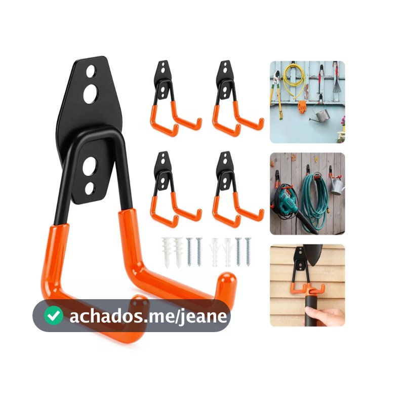Kit 1, 2 , 4 Suporte Aço Multiuso 23kg Parede Mangueira Bike Escada Vasoura Rodo Cor Preto c/ Nota Fiscal
