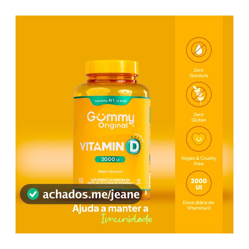 Vitamina D em Goma Gummy Original Sabor Abacaxi 30 Gomas Sistema Imunológico