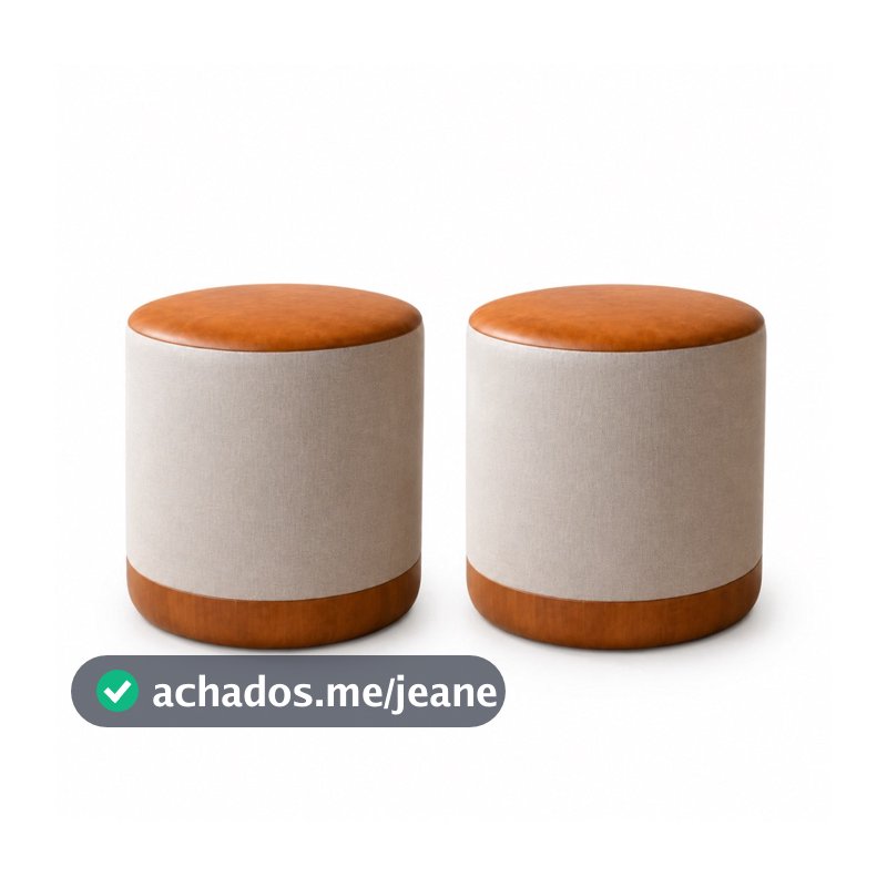 Puff Royal Linho Luxo Kit com 2 Unidades– Banco Decoraçao Sala - Envio Imediato