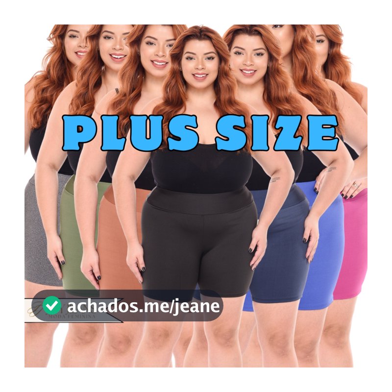 Short Plus Size Legging Cintura Alta Feminino Bermuda Suplex Meia Coxa Fitness