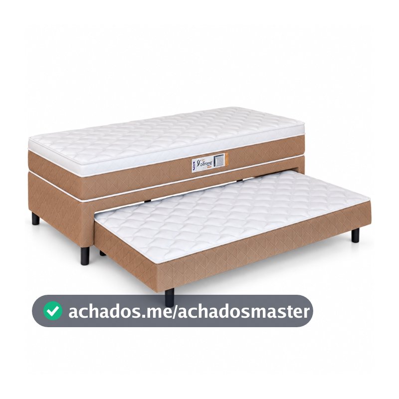Cama Box Solteiro Com Cama Auxiliar Conjugada Espuma D28 Aspen 88x188x53cm Marrom / Branco Hellen