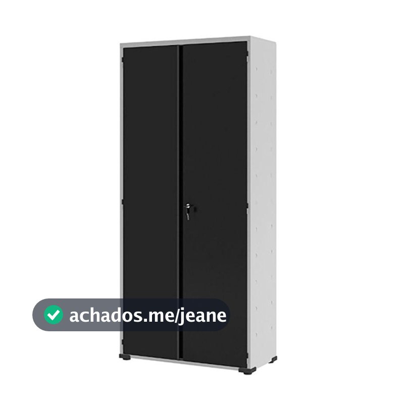 Armário de Aço 2 Portas Multiuso Organizador Escritório 3 Prateleiras EA303 Preto