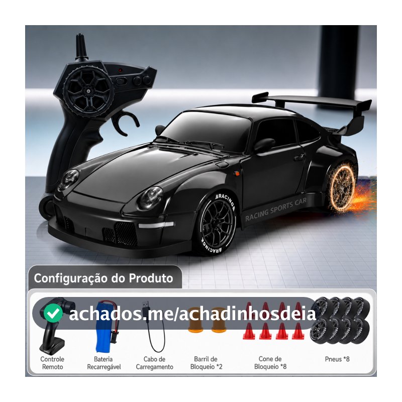 Carrinho Controle Remoto Drift 4x4 Alta Velocidade RC 2.4G Bateria Luzes Brinquedo Presente 1:24