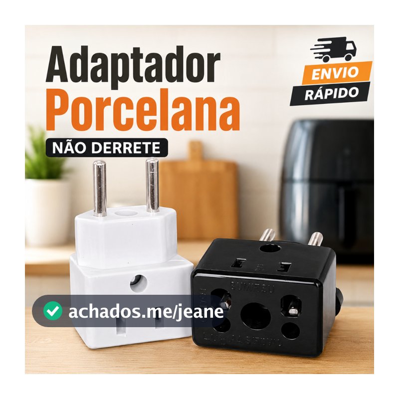 Adaptador de Tomada Resistente de Porcelana Bivolt 10A e 20A para Alta Potencia Secador Air Fryer Benjamin