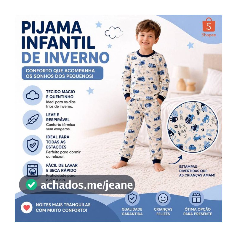 Pijama Manga Longa Infantil Malha 100% Algodão - Tamanhos de 2 a 10 Anos