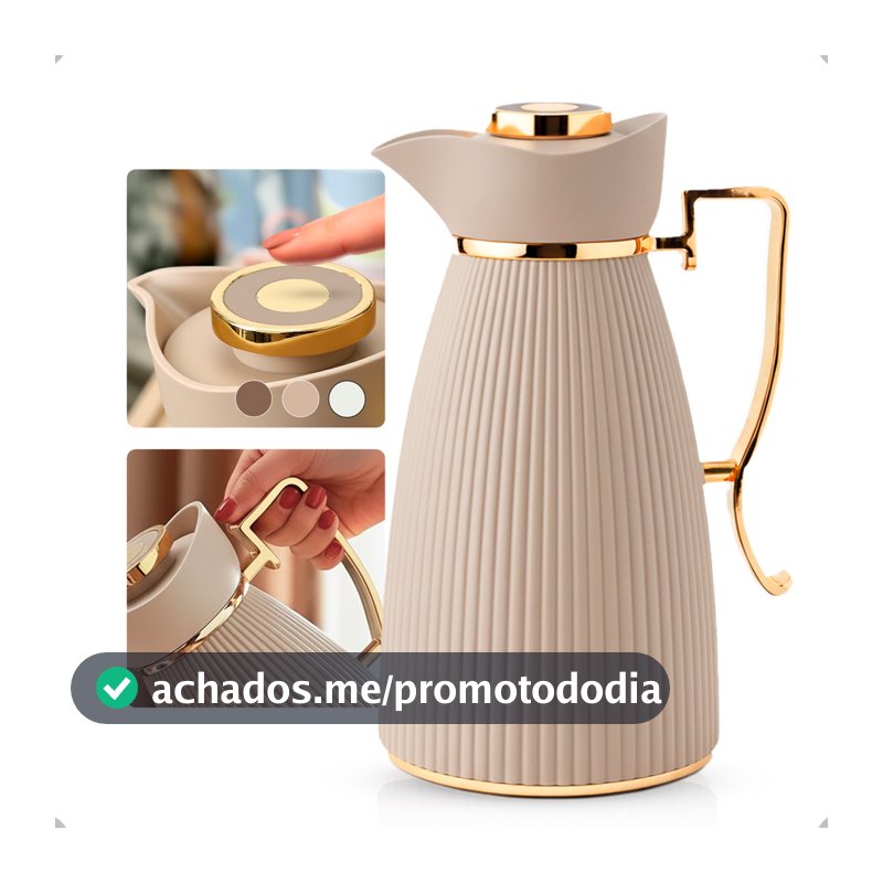 Garrafa Térmica Zaya Tuut 1L Canelada Design Sofisticado, Mantém Bebidas Quentes E Frias, Ideal Para Café E Chá Nude