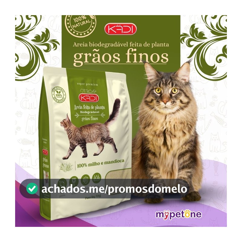 Areia 4Kg Biodegradável Kadi Grãos Finos para Gatos