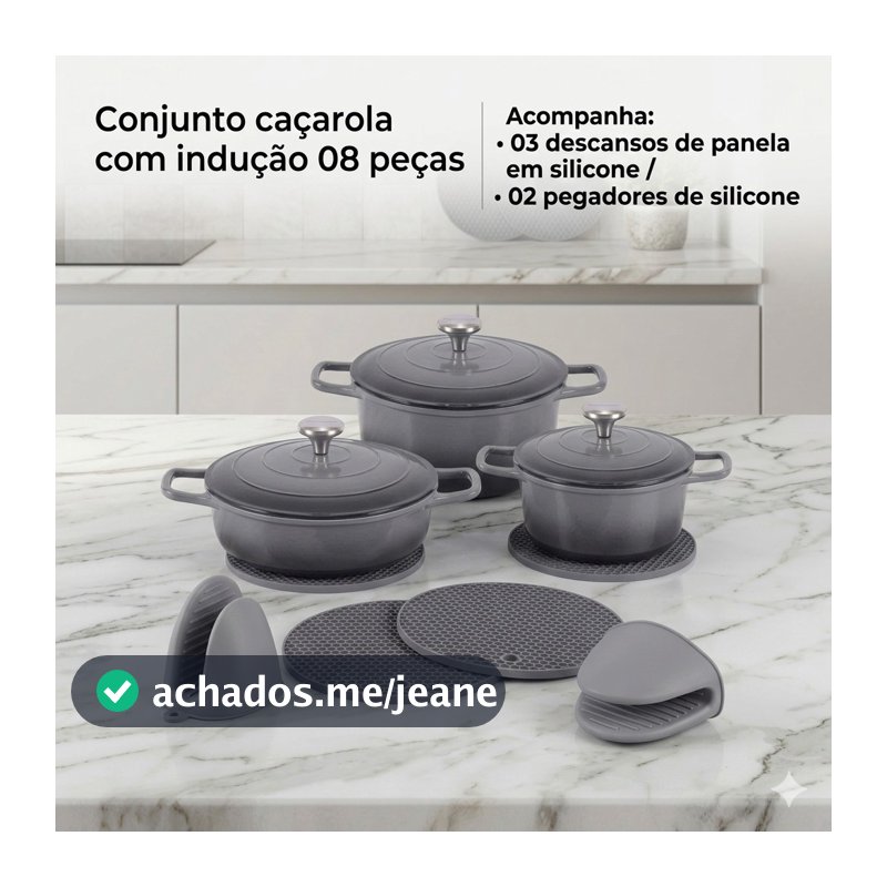 Jogo 3 Panelas para Indução Fundo Triplo Revestimento Cerâmico Antiaderente com Tampas Linha Premium