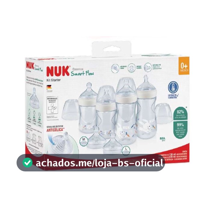 Kit 4 Mamadeiras Nuk Starter Smart Flow Recém Nascido Com Controle de Temperatura