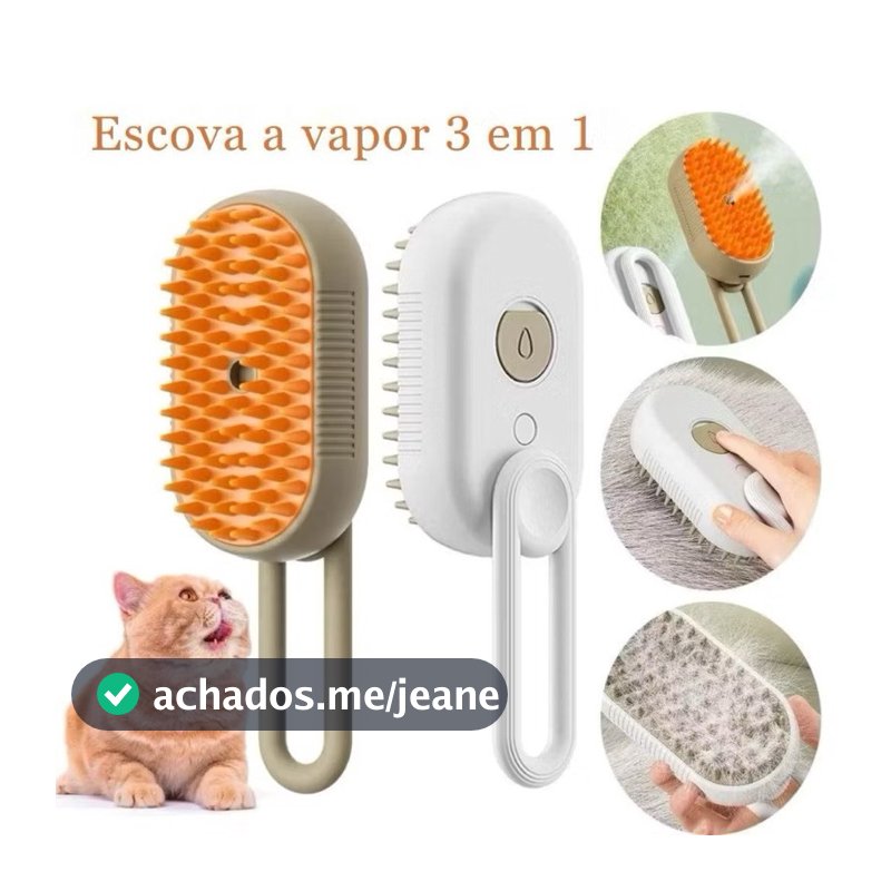 Escova 3 EM 1 A Vapor Para Gato e Cachorro Remoção de Pelos Escova Para Animais