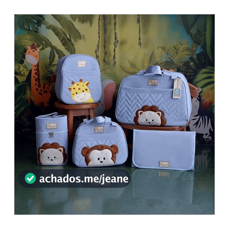 Bolsa Maternidade Safari Kit 5 Peças Impermeável Multifuncional Mala Mochila Trocador