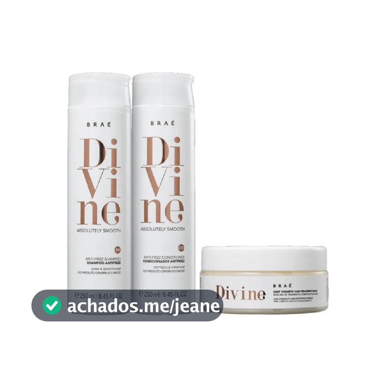Kit Divine Braé Trio Shampo, Cond 250ml + Máscara 200g