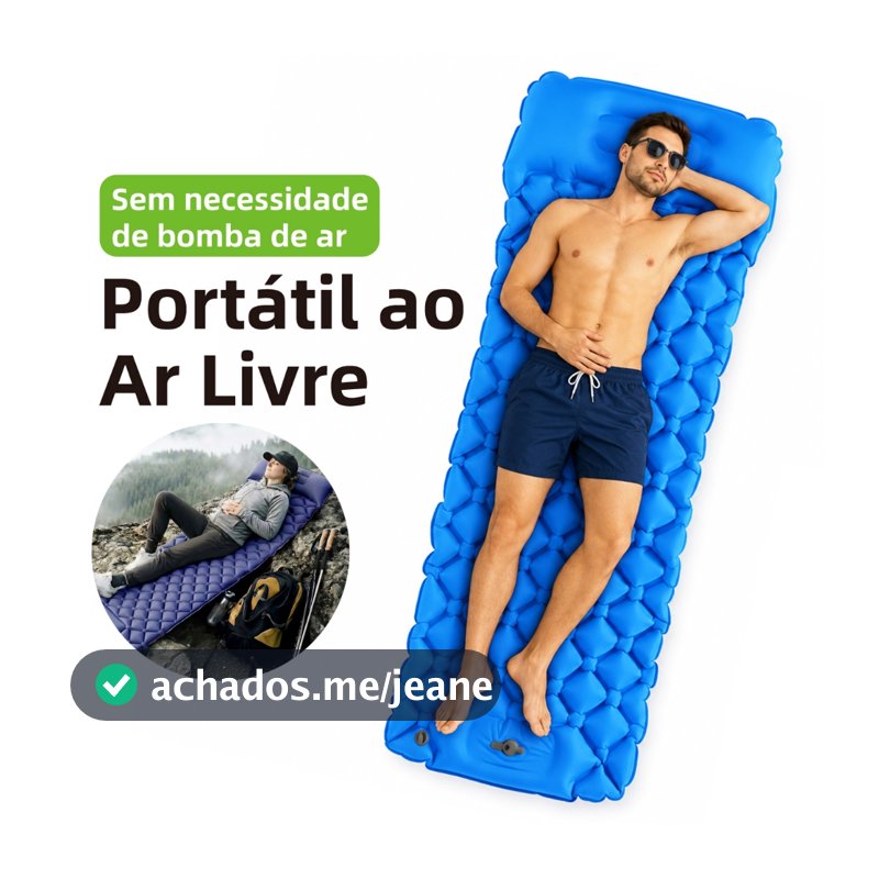 Colchão Inflável Automático 190cm, Bomba Embutida c/ Travesseiro, Impermeável Portátil Camping Praia Viagem