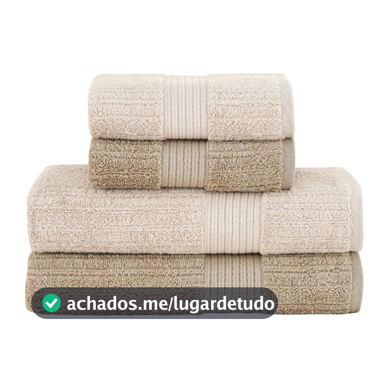 Jogo de Toalhas Buddemeyer - Toalha Fio Penteado Canelado 100% Algodão Kit Banho e Rosto - 4 Peças