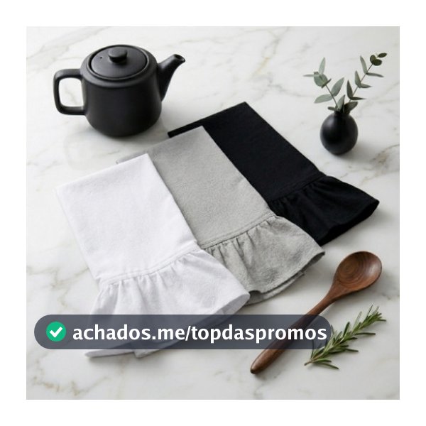 Kit Panos de Prato Farmhouse 3 Peças 100% Algodão Premium Pano de Copa Decorativo Cozinha Minimalista 45x75