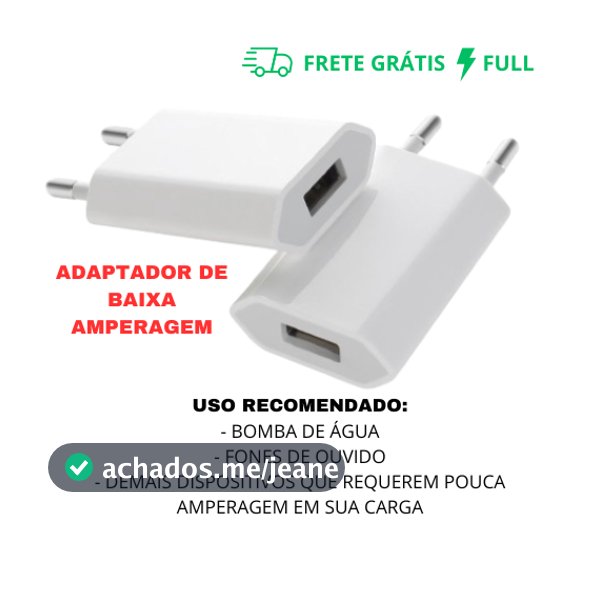 CARREGADOR TOMADA PLUG ADAPTADOR FONTE USB 5V 1A BIVOLT