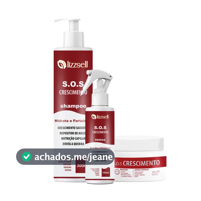 Kit SOS Crescimento Capilar LizzSell® - Shampoo + Máscara + Tônico Original