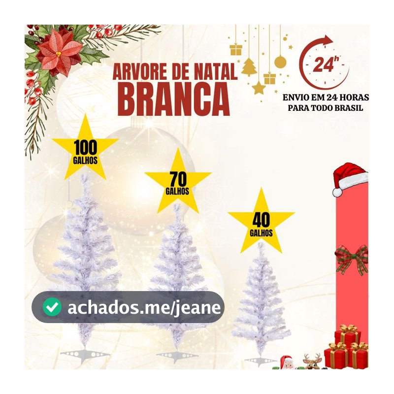 Arvore de Natal Pinheiro Branca 120cm/ 90/ 60CM Luxo Nevada Decoração Natalina