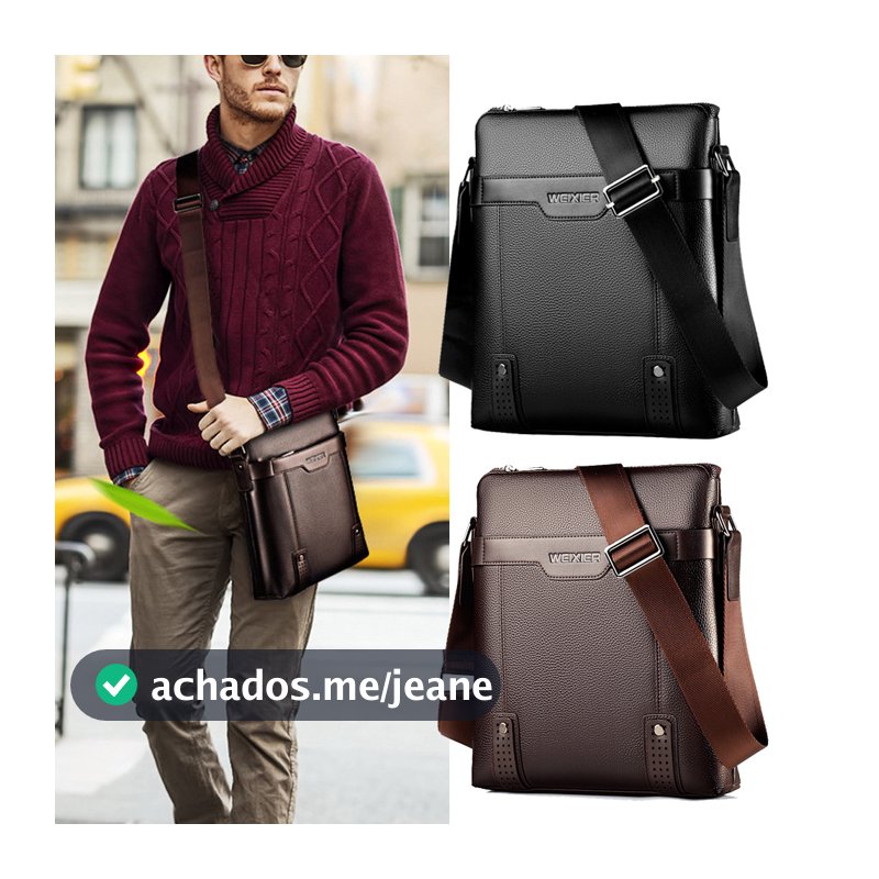 Nova bolsa de ombro masculina de couro, bolsa de mensageiro de grande capacidade, pasta