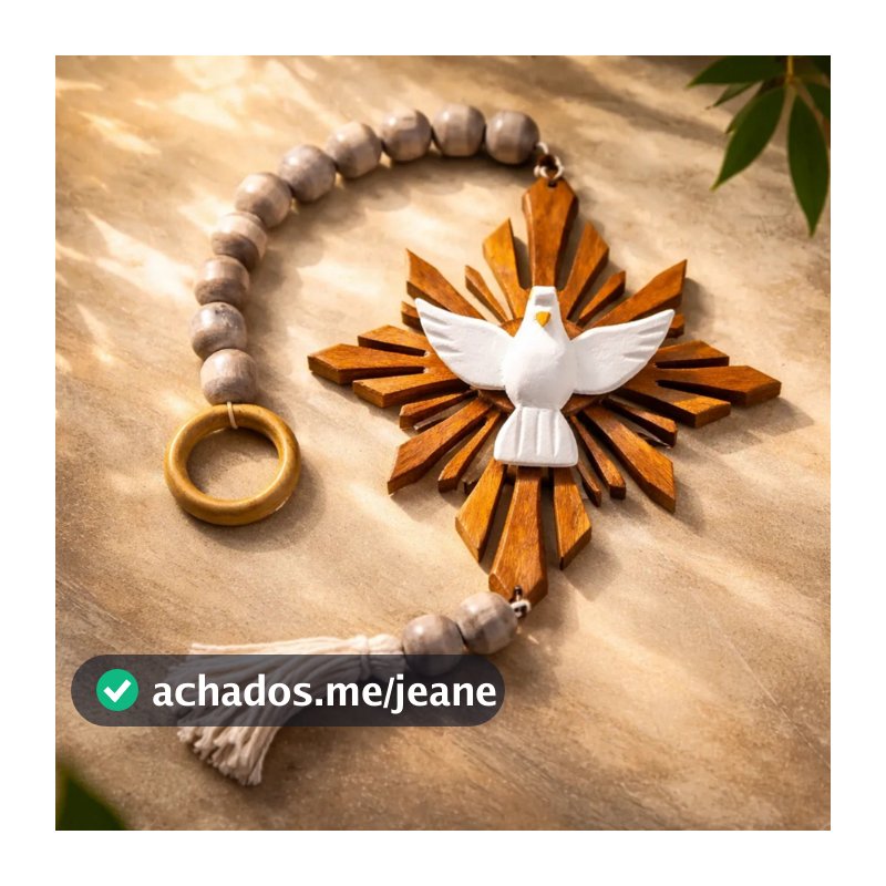 Colar Mesa Divino Espirito Santo Madeira Fe Rustico Artesanal Decorativo Religioso
