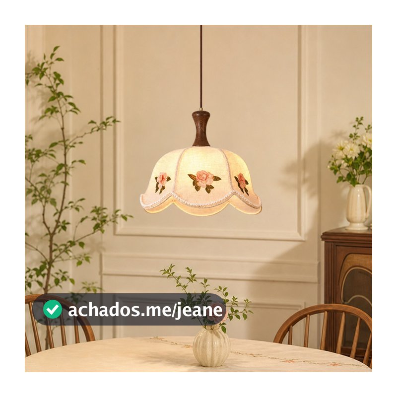 Lustre Pendente Vintage Rosa Bordada Tecido Francês Luz Tricolor Para Sala Jantar Quarto Estar Lampu Hias Ruang Tamu