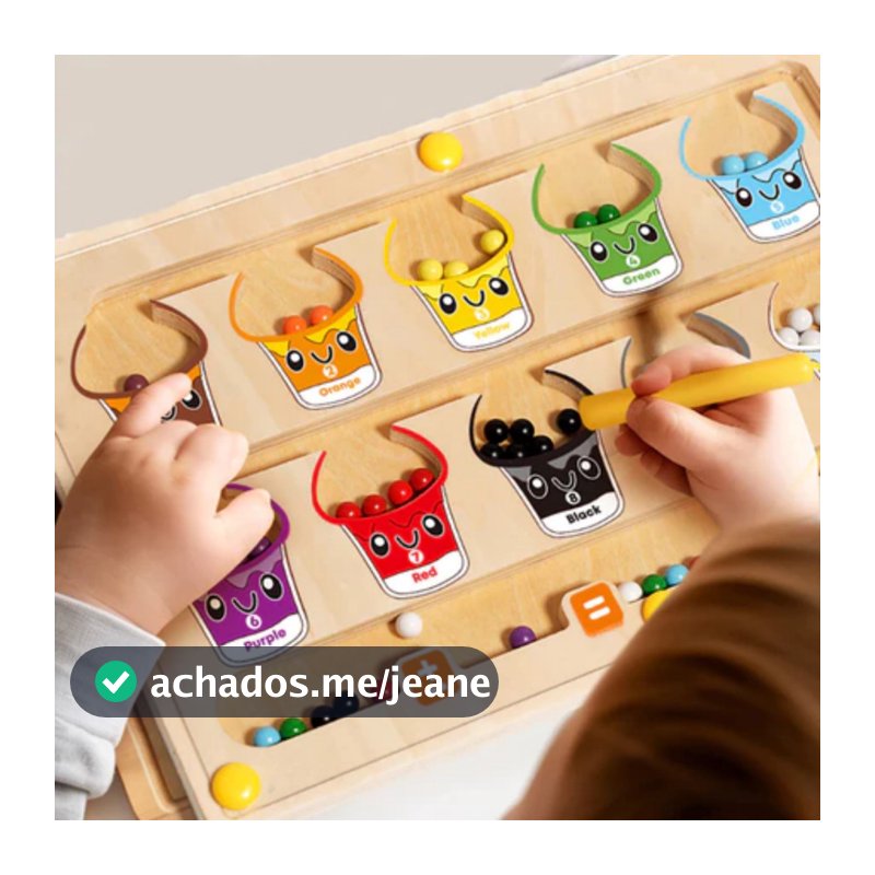 Brinquedo Montessori para crianças 2 em 1, labirinto magnético de madeira para colorir e números com prancheta, classifi