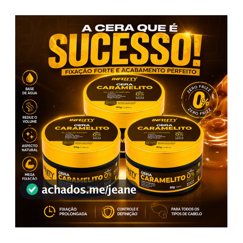Kit 3x Pomada Cera Modeladora Caramelito 80g Infinity Classe A Modela Alta Fixação Antifrizz Hidrata os Fios