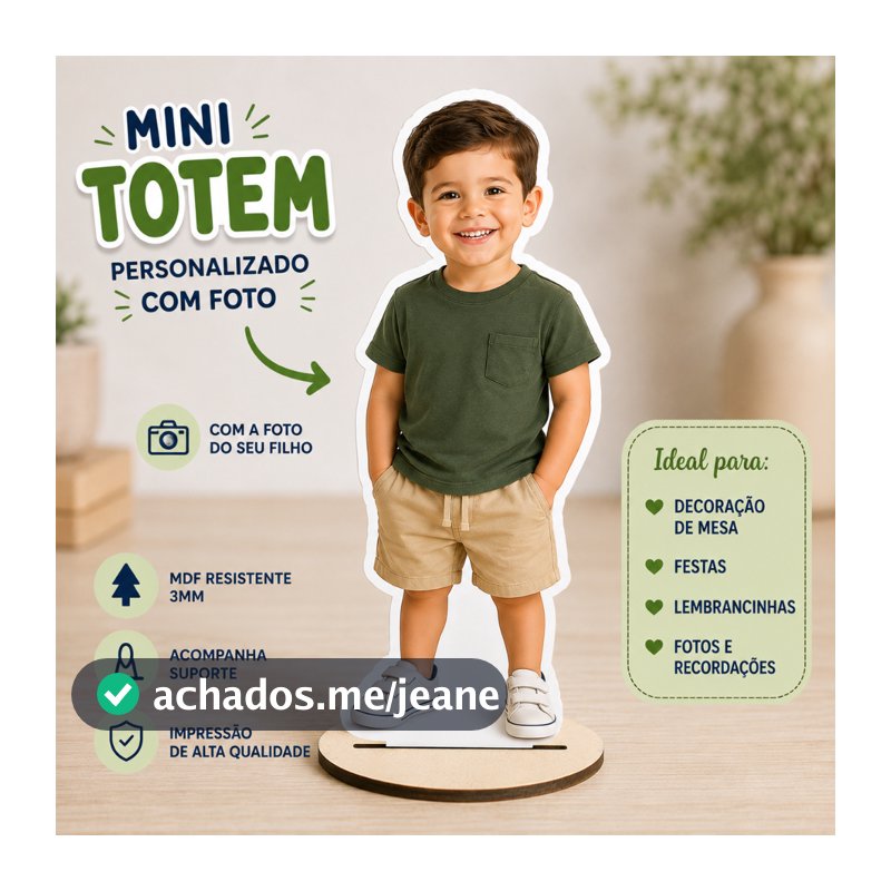 Mini Totem de Mesa Personalizado com Foto MDF 20cm Centro de Mesa Festa Infantil Aniversário Decoração