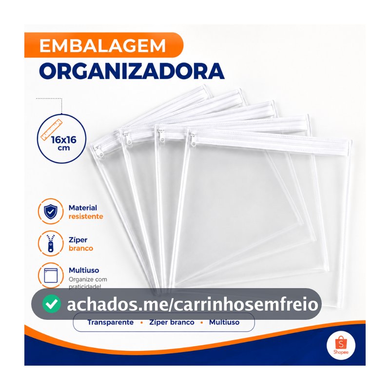 Kit Saquinhos Organizadores Transparente com Zíper Multiuso Viagem Mala Maternidade Maquiagem