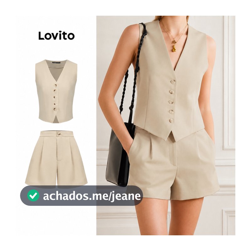 Conjunto Colete ou Shorts Lovito Alfaiataria SHB87ED138