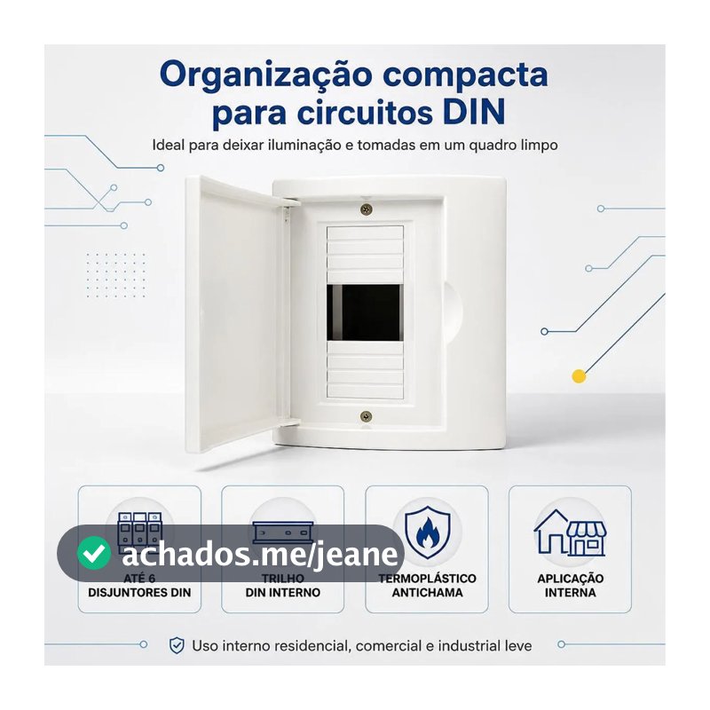 Quadro Caixa de Distribuição Para 6 Disjuntor DIN Tampa Branca de Embutir Com Suporte Para Disjuntor